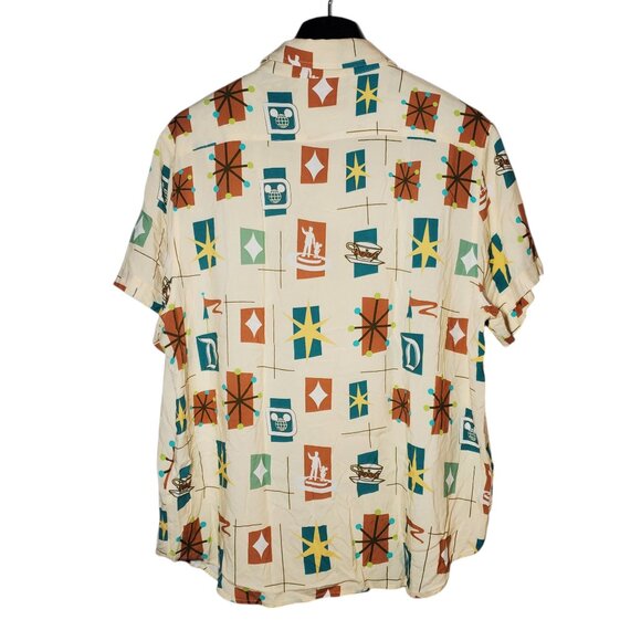 Disney Fantasyland Woven Camp Shirt Men's L Short Sleeve Button Up Starburst AOP - Picture 5 of 9